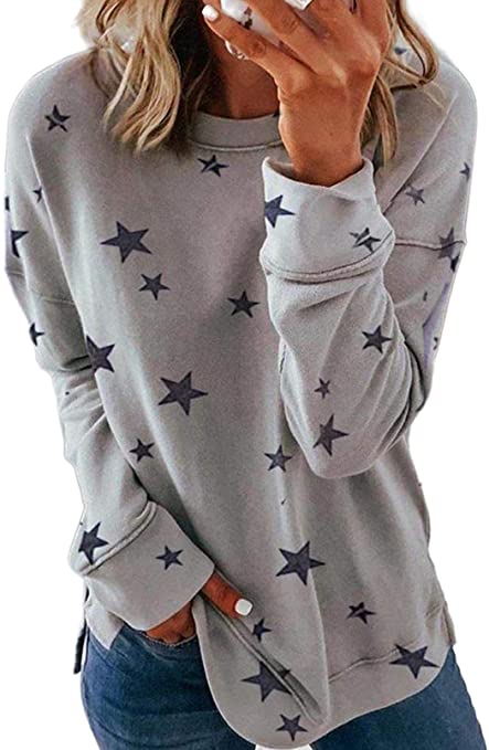 FARYSAYS Women's Casual Tie Dye Striped Round Neck Long Sleeve Loose Pullover Sweatshirt Tops