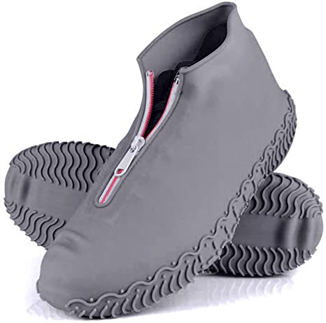 Rehomy Waterproof Shoe Covers, Upgrade Reusable Not-Slip Silicone Rain Overshoes with Zipper, Outdoor Shoe Protector for Kids Men Women