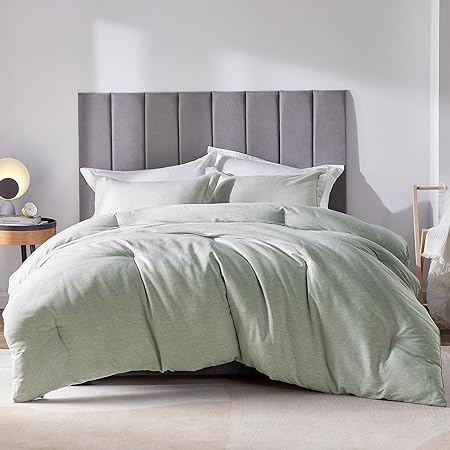 CozyLux California King Comforter Set - 3 Pieces Greyish Green Soft Luxury Cationic Dyeing Cal King Size Bedding Comforter All Season, Breathable Lightweight Bed Sets, 1 Comforter and 2 Pillow Shams