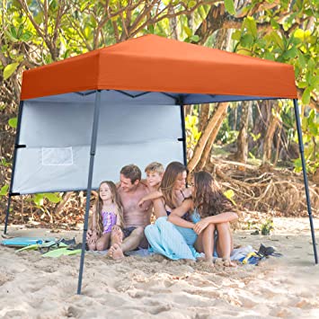 ABCCANOPY Pop-Up Canopy Tent Sun Protection Comapct and Lightweight Beach Canopy Slant Leg Backpack Canopy,Orange