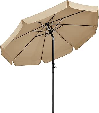 Yaheetech Parasol de Jardin Extérieur 268 cm Parasol Inclinable à 8 Baleines Parasol Balcon avec Manivelle Protection Solaire Terrasse Jardin Patio Plage Piscine Balcon