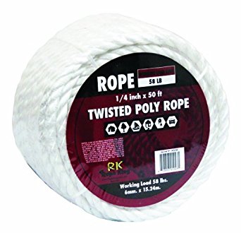Rope King TP-1450W Twisted Poly Rope - White - 1/4 inch x 50 feet