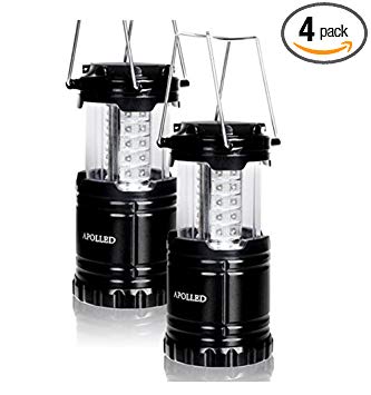 APOLLED Camping Lantern, 30 LED Camping lights with Batteries, Ultra Bright, Portable, Waterproof Lights for Hiking, Camping, Emergencies (Black,1 pack).