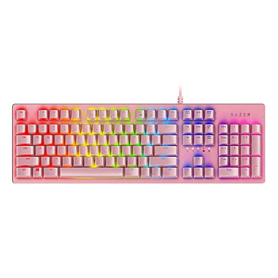 Razer Huntsman Gaming Keyboard: Opto-Mechanical Key Switches - Instant Response Actuation - Customizable Chroma RGB Lighting - Programmable Macro Functionality - Quartz Pink