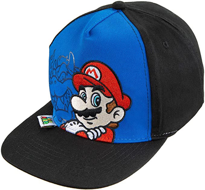 Nintendo Super Mario Boys Baseball Cap Hat Age 4-7 Blue/Black