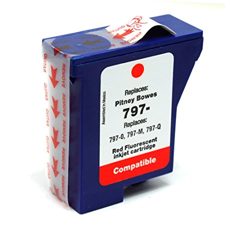 SaveOnMany ® Pitney Bowes 797-0, 797-M, 797-Q New Compatible Red Fluorescent Ink Cartridge For Mailstation 2, K700, K7M0