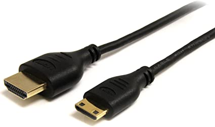 StarTech.com 3 ft Slim High Speed HDMI Cable with Ethernet - HDMI to HDMI Mini M/M (HDMIACMM3S),Black