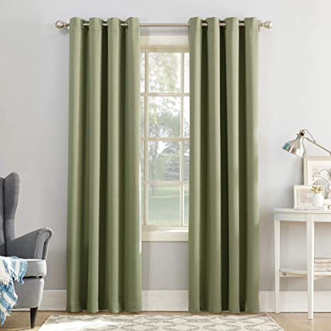 Sun Zero Easton Blackout Energy Efficient Grommet Curtain Panel, 54" x 108", Sage Green