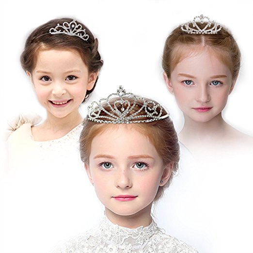 Belle Beau Girl Princess Tiara, Girl Crown, Sparkling Rhinestone Tiara Comb Crown, Princess Tiara Set