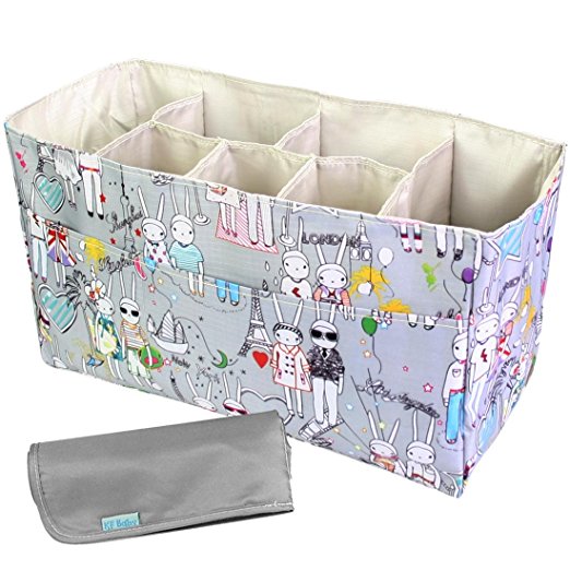 KF Baby Diaper Bag Insert Organizer (14 x 6.4 x 8 inch, Gray)   Diaper Changing Pad Value Combo