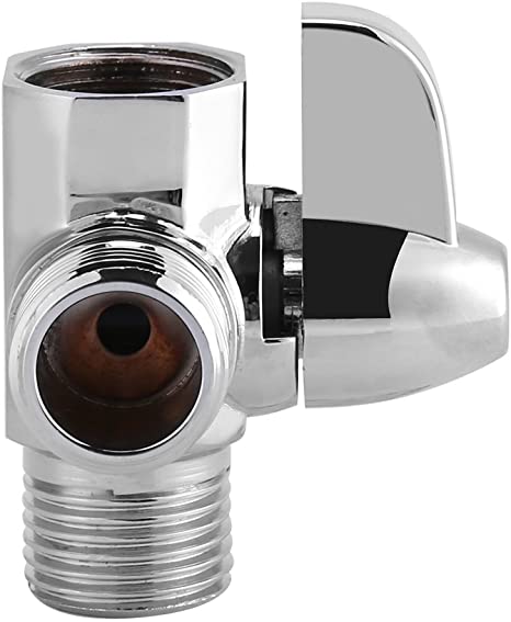 Brass Shower Arm Diverter Valve, G1/2" T-Valve Adapter 3 Way Shower Diverter Valve Bathroom Attachment Universal Shower System Component Replacement Part for Hand Held Showerhead and Fixed Spray Head