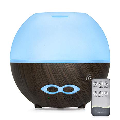 Essential Oil Air Mist Diffuser - 400ML Quiet Aroma Essential Oil Diffuser with Adjustable Cool Mist Humidifier Mode 7 LED Color Lights Changing for Office Home Bedroom Living Room