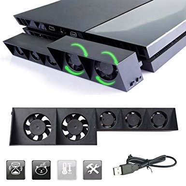 SUNKY USB External 5-Fan Super Turbo Temperature Cooling Fan with USB Cable Black for Sony Playstation 4 Gaming Console