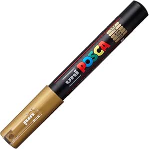 Posca Acrylic Paint Marker, Extra Fine, 1 Count (Pack of 1), Gold