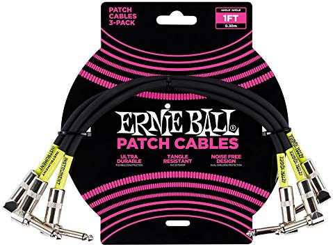 Ernie Ball Instrument Cable, Black, 1 ft