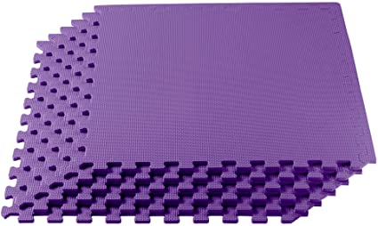 We Sell Mats 3/8 Inch Thick Multipurpose Exercise Floor Mat with EVA Foam, Interlocking Tiles, Anti-Fatigue for Home or Gym, 24 in x 24 in