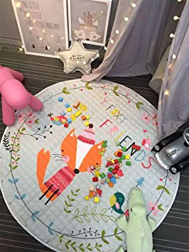 INCX Kids Play Mat/Rugs and Toy Organizer Storage Cotton 58x58 Inch A Fox