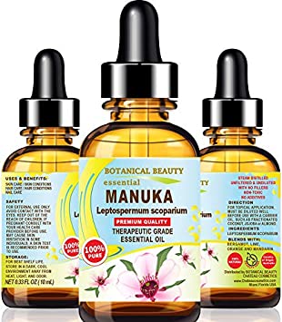 MANUKA ESSENTIAL OIL Australian 100% Pure Natural Therapeutic Grade more Powerful than Tea Tree Oil for Irritated skin, acne, face, hair, nails 0.33 Fl.oz.- 10 ml by Botanical Beauty