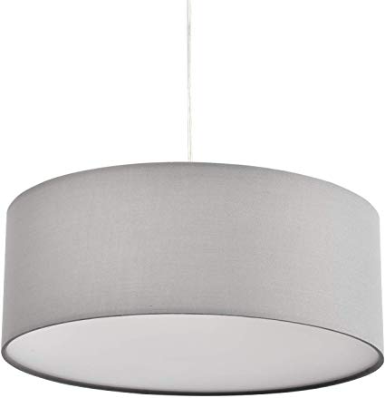 Pendant Light, SPAKRSOR Ceiling Hanging Lamp, Modern Fabric Light Shade, Large White Drum Lampshade, Round, for Bedroom Dining Room Living Room, 3 Bulb, E26