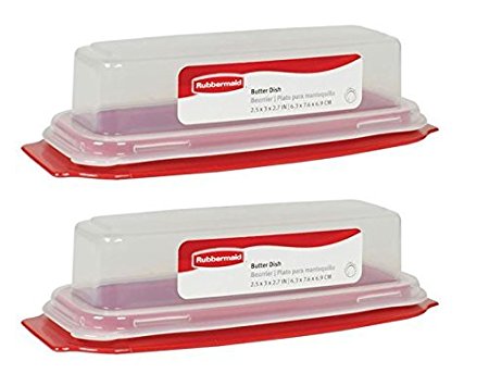 Rubbermaid - Standard Butter Dish - 7.8"x3.1"x2.1", Holds 1/4 lb, 2 Pack