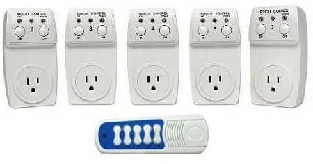 Wireless Remote Controlled 120V 5-Outlet Switch Socket (5-Pack)