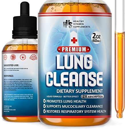 Lung Cleanse And Natural Lungs Detox Drops - Quit Smoking Aid For Cigarette Smokers - Deep Lungs Detox And Bronchial Relief - Clear Lungs Extra Strength - 100% Active Herbal Complex (2 Fl Oz)