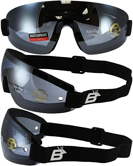 Birdz Eyewear Wing Skydive Skydiving Sports Goggles with Blue Lenses Anti-fog Coated One Piece Lens