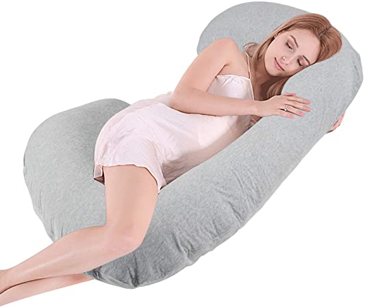 Display4top Full Body Pregnancy Pillow,Nursing Pillow, C-Shaped Maternity Pillow for Pregnant Women (Light Gray)