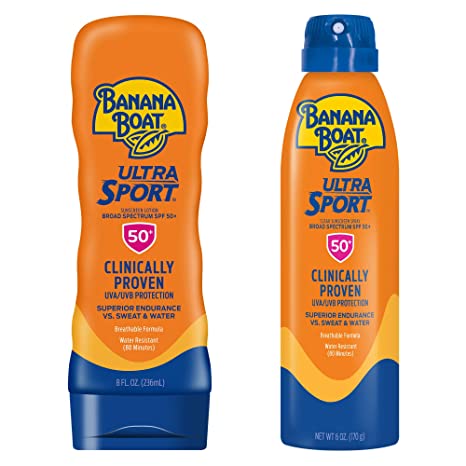 Banana Boat SPF 50 Ultra Sport Broad Spectrum Sunscreen Twin Pack with 8oz Sunscreen Lotion and 6oz Sunscreen Spray