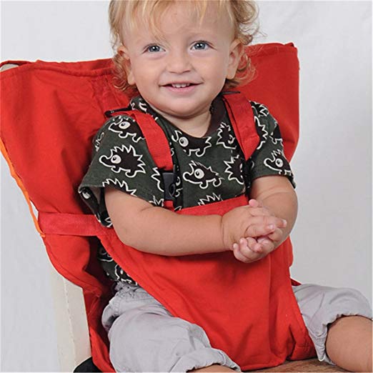 Pueri Baby High Chair Harness Feeding Booster Seat Strap Harness Belt Portable Travel Safety High Chair Seat Cover for Baby Kid Toddler (Red)