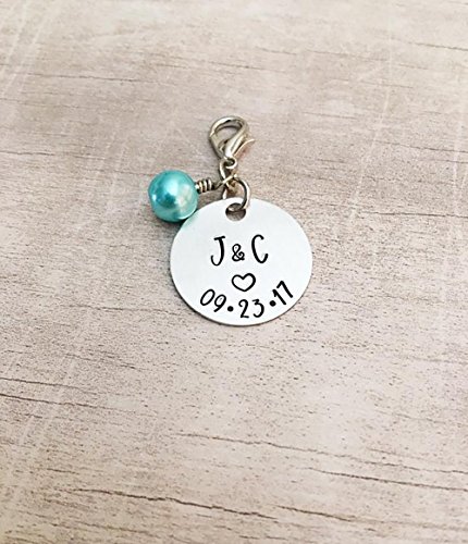 Personalized Bridal Bouquet Charm Something Blue for Bride