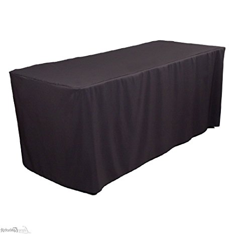 TEKTRUM 4-Feet Long Fitted Table DJ Jacket Cover for Trade Show - Thick/Heavy Duty/Durable Fabric - Black Color (TD-JKT-BLK-4FT)