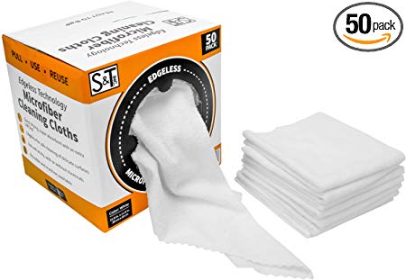 S & T ST 524601 50 Pack with Box Edgeless Microfiber Cleaning Cloths