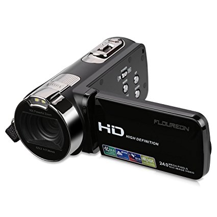 FLOUREON HD 1080P Camcorder Digital Video Camera DV 3.0 TFT LCD Screen 16x Zoom 270 Degrees Rotation for Sport /Youtube/Short Films Video Recording Black