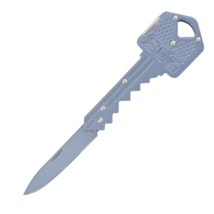 SOG Key Folding Knife KEY-106 - 1.5" Blade, Blue Stainless Steel Handle