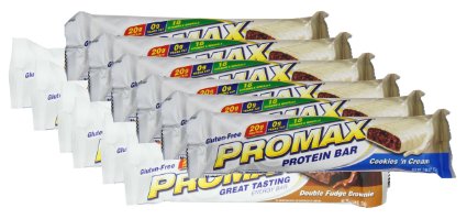 Promax Protein Bar-Cookies & Cream/Double Fudge Brownie-6 of ea (12 Bars Total)
