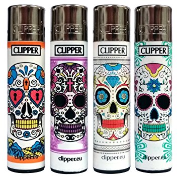 Bundle - 4 Items - Clipper Lighter Sugar Skulls "Mexican Skulls" Collection