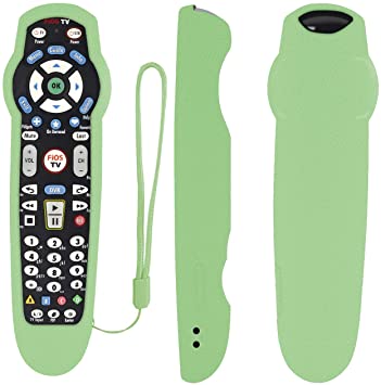 Protective Silicone Remote Case for Verizon FiOS 2-Device-in-1 Version Ver 2/3/4/5 RC2655007/01 Shockproof Washable Skin-Friendly Remote Control Cover with Loop (Glow in Dark Green)