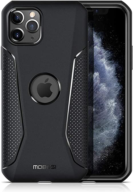 MOBOSI Net Series Armor Designed for iPhone 11 Pro Max Case 6.5 inch (2019), Anti Slip Slim Lightweight Shockproof Drop Protection Hybrid Matte Soft Phone Cover - Matte Black