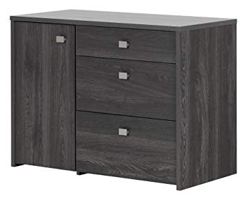 South Shore 1-Door Office Storage Unit with File Drawer, Gray Oak