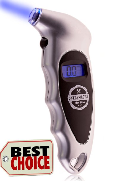 Digital Tire Pressure Gauge for Your Car, Truck, Motorcycle, or Bicycle - Lighted Tip and LCD Displays Air Pressure Easy and Hassle Free - 4 Settings 1-100psi Range - Great for High or Low Pressure Applications.
