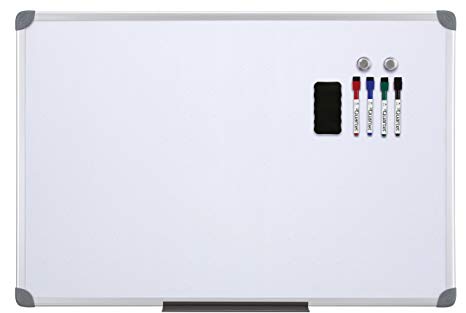 Quartet 6447415922 Euro Magnetic Dry Erase Board Value Pack, 24 x 36 Inches, Aluminum Frame, Includes 4 Markers, 2 Magnets and Eraser