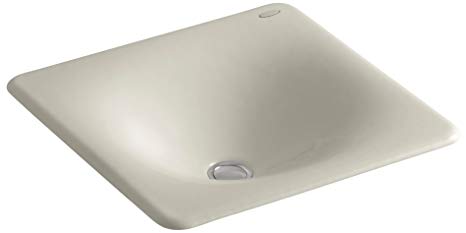 KOHLER K-2827-G9 Iron/Tones Cast Iron Undercounter/Self-Rimming Bathroom Sink, 16-3/8" X 15-5/8", Sandbar