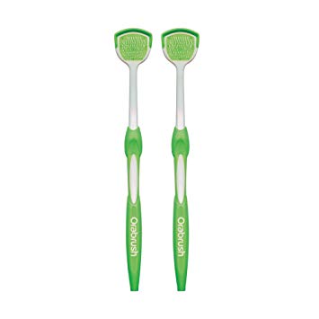 Orabrush Tongue Cleaner | Helps Fight Bad Breath | 2 Tongue Scrapers | Green Color