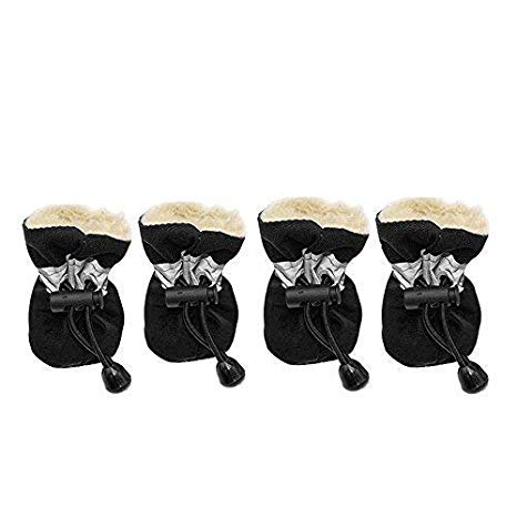 Winter Warm Dog Shoes Rubber Anti-Slip Pet Shoes for Cats Small Dogs Chihuahua Yorkie Puppy Thick Snow Dog Boots Socks 4pcs up to 11lbs