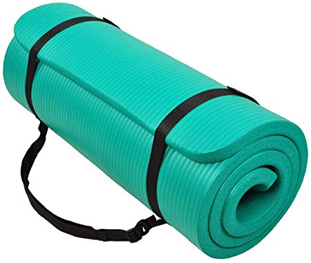 BalanceFrom GoCloud All-Purpose 1-Inch Extra Thick High Density Anti-Tear Exercise Yoga Mat with Carrying Strap