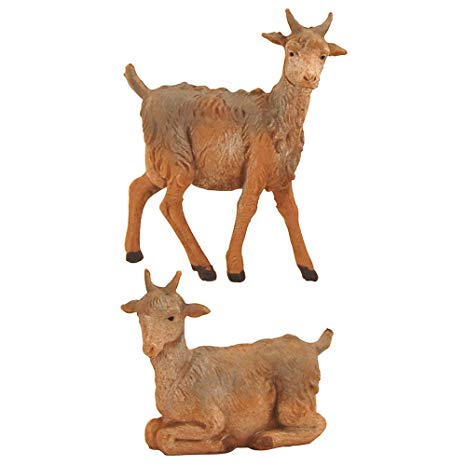 Fontanini Standing and Sitting Goats Italian Nativity Village Figurine Set of 2