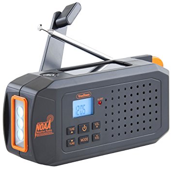 VonHaus NOAA Weather Channel Radio w/ Solar, Dynamo Hand Crank & USB Charging: Portable Weather Radio AM/FM, 7 Weather Service Channels, Emergency LED Flashlight, Carabiner Clip & Cell Phone Charger