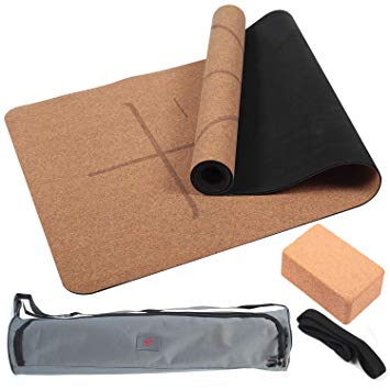 Jolitac Cork Yoga Set Starter Kit Cork Yoga Mat Yoga Block Non Slip Organic Cork Absorbent Odor Resistant Gym Mat For Yoga