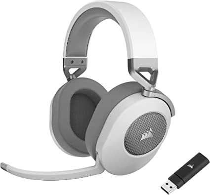 Corsair HS65 Wireless Gaming Headset - Low-Latency 2.4GHz Wireless or Bluetooth®, Dolby® Audio 7.1 Surround Sound, Lightweight, Omni-Directional Microphone, On-Ear Audio Controls - White